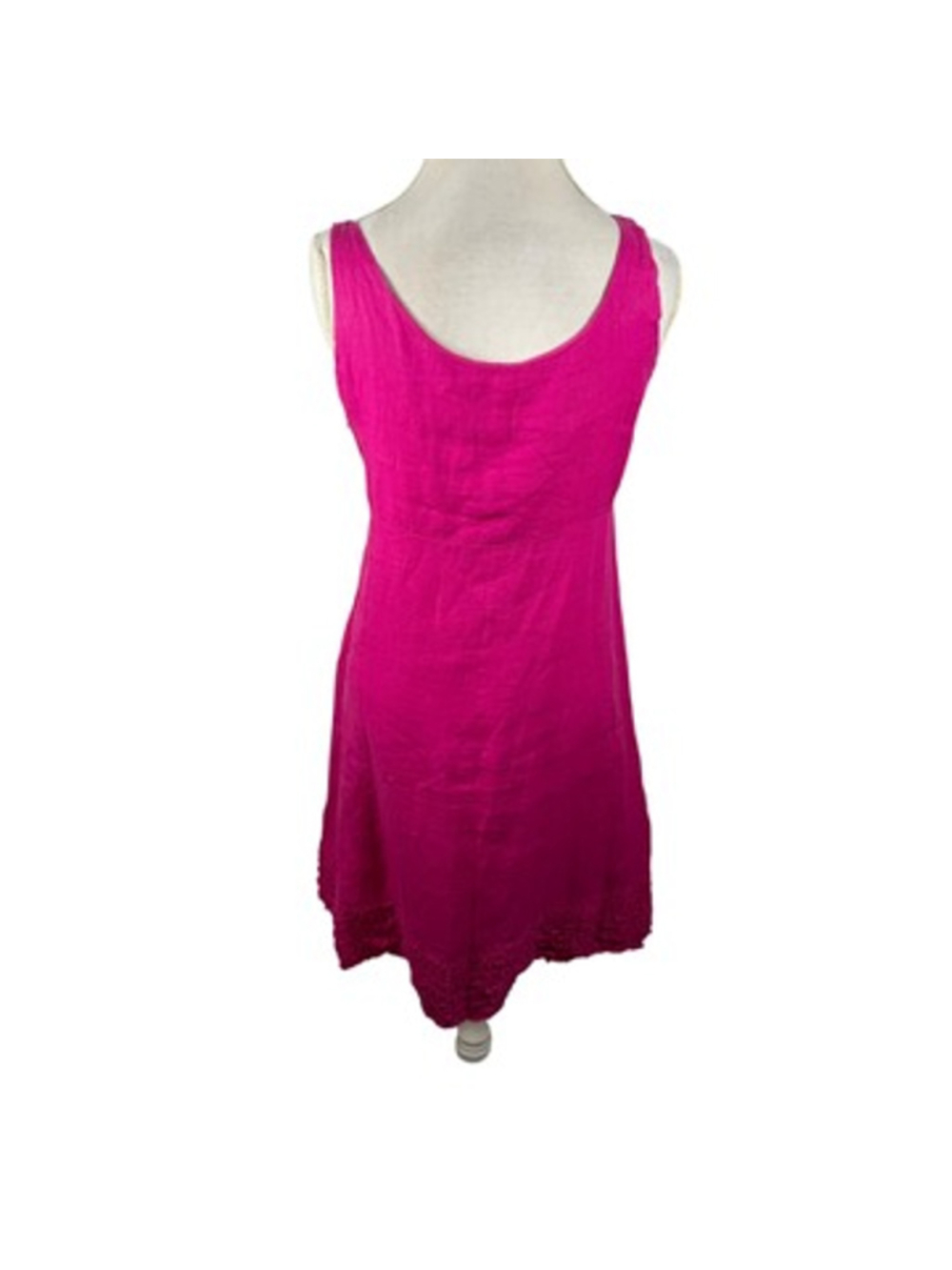 Eileen Fisher System Pink 100% Irish Linen Ruffle Hem Tank Dress Chic Size XS - Picture 8 of 11